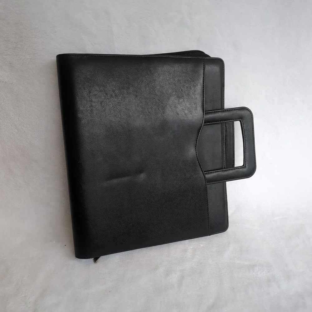 Vintage 90s Day-Timer Black Zip Portfolio Briefcase Executive Organizer Handle